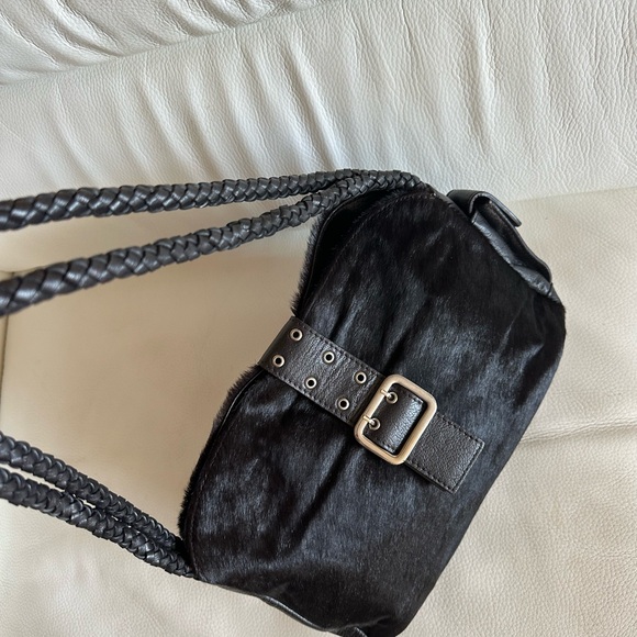 JULIANA Colezione Dark Brown Bag Combination of Calf fur and  genuine Leather. - Picture 10 of 12